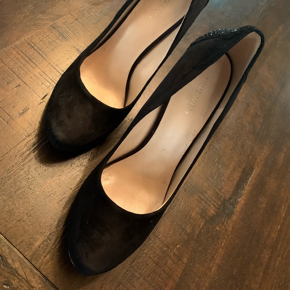 Nine West black suede sparkle heels (8)